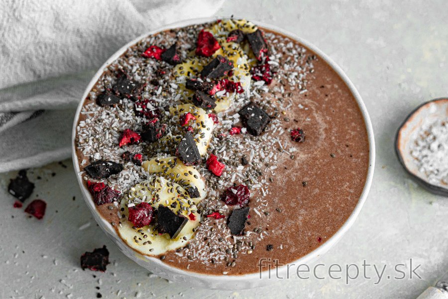Zdravá čokoládovo-ovsená smoothie bowl (vegan)